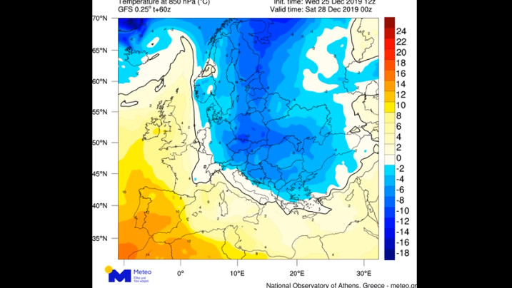 Κακοκαιρία Ζηνοβία, γραφικό του meteo